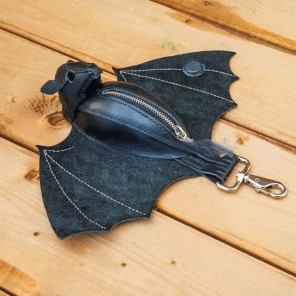 Zipper Halloween Bat Pendant Coin Purse Leather Bat Keychain  Backpack Accessory
