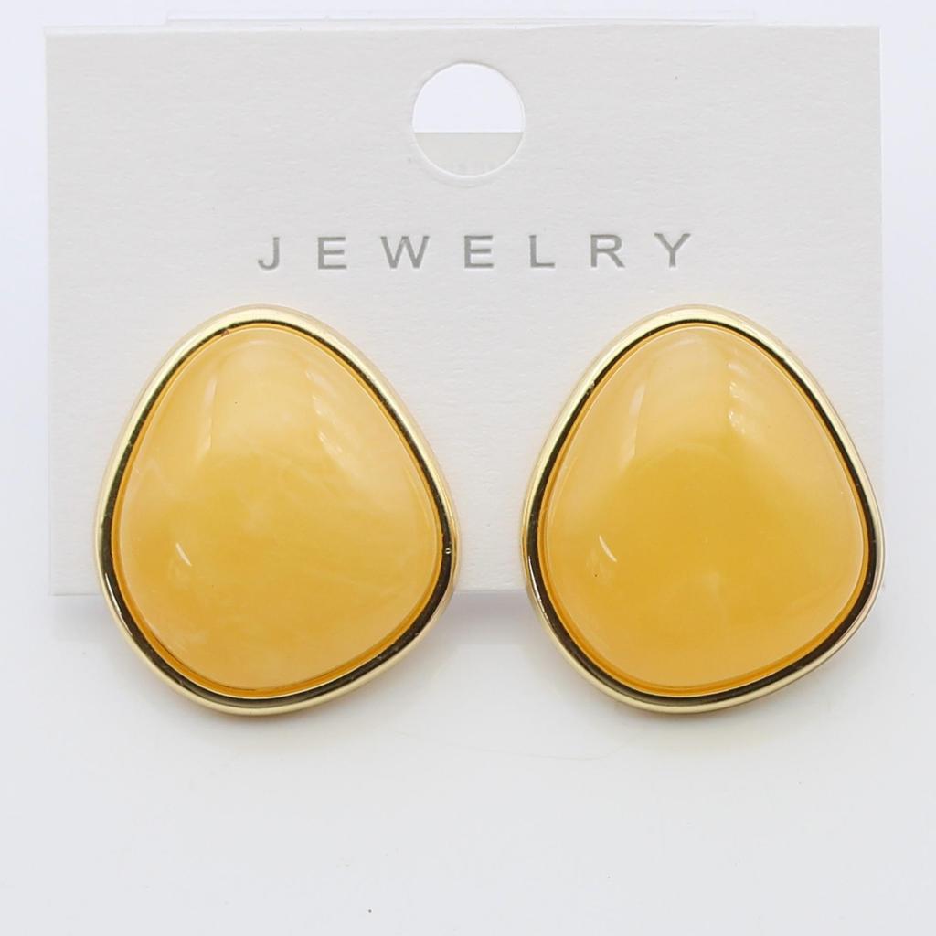 Geometric Irregular S925 Silver Resin Stud Earrings with Real Gold Color Retention