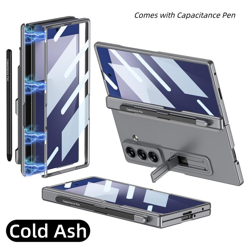 Fashion Hinge Protect Full Body Pen Slot Stand Case with Pen for Samsung Galaxy Z Fold7 With Screen Glass Film Matte Hard Cover