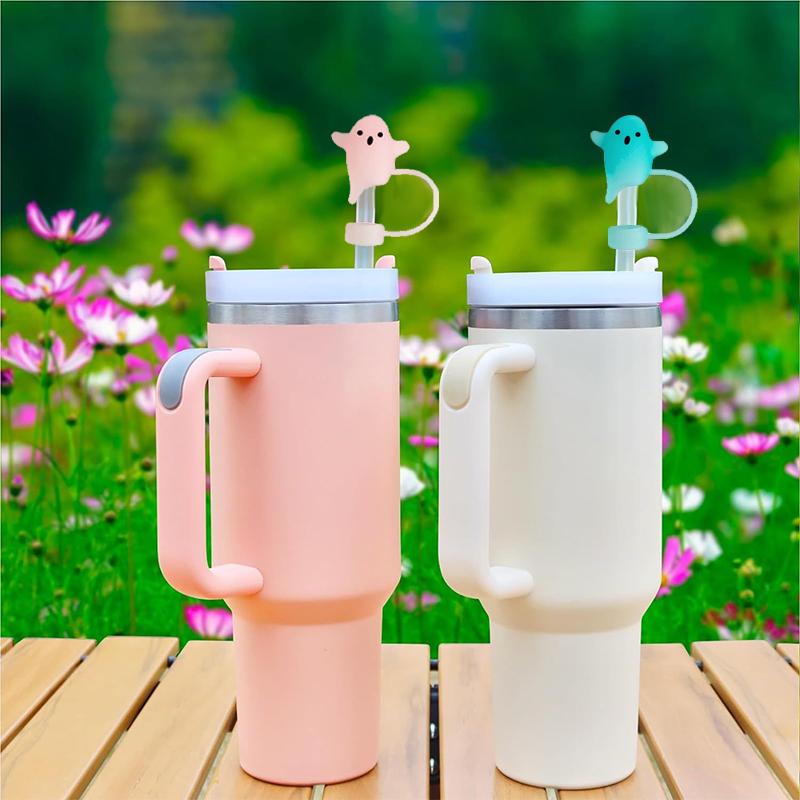 Silicone Ghost Dust Cap for Stanley Halloween Theme Dust-Proof Straw Protector Reusable Straw Cover Water Cup Tumbler Accessory