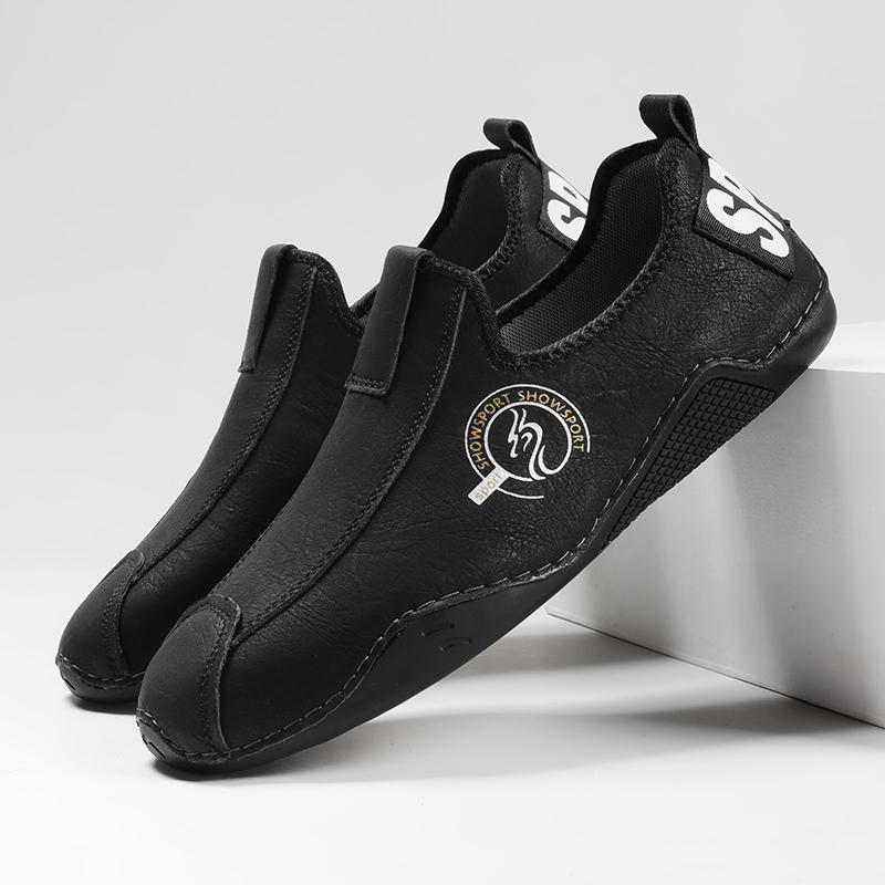 

Повседневная обувь из мягкой телячьей кожи для мужчин, нескользящая подошва, для городских поездок и путешествий, для ходьбы, современная мужская обувь 38 чёрный