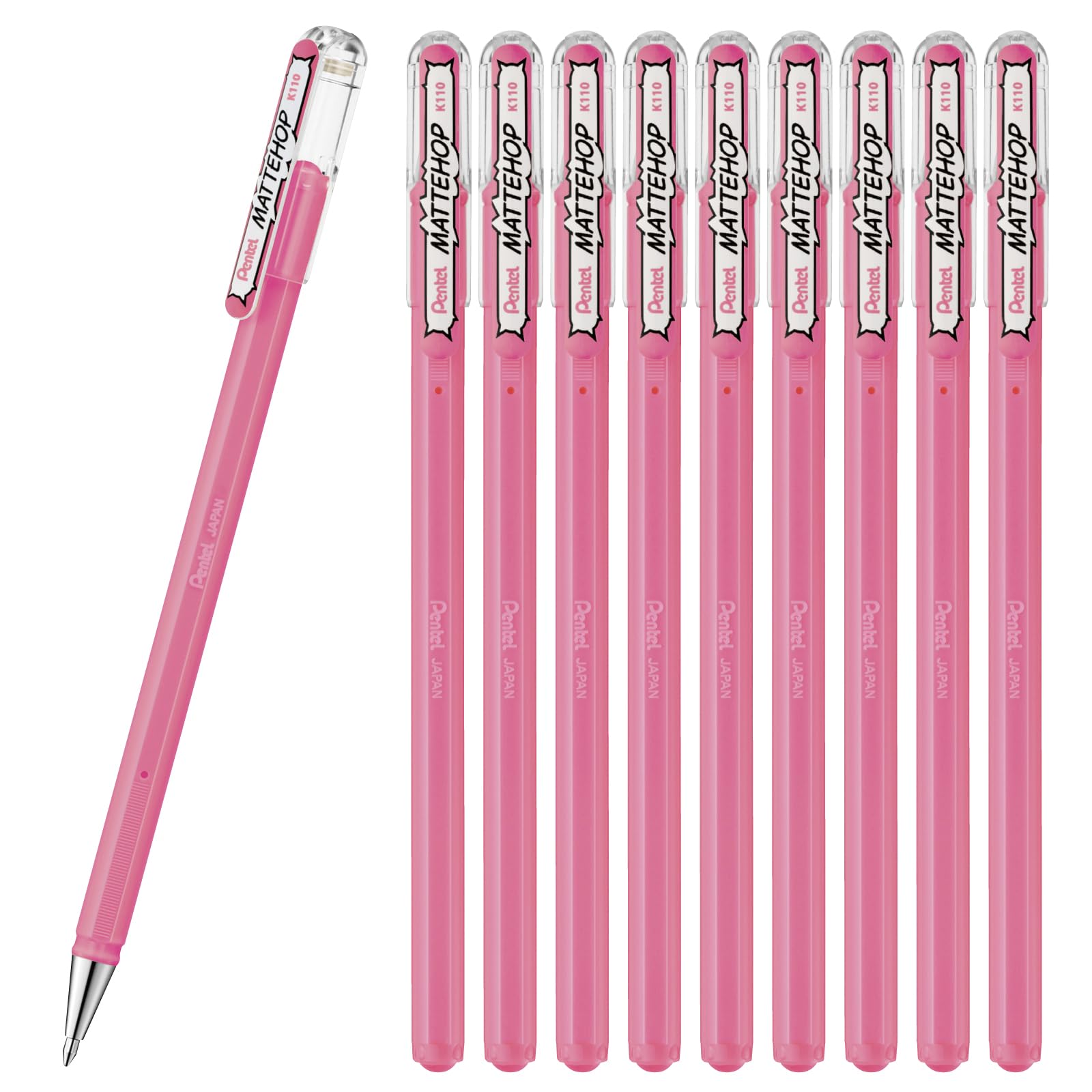 Pentel Шариковая Цветная Матовая Светлая 10 Ручек, Hop, Розовый, ручки, K110-VP3