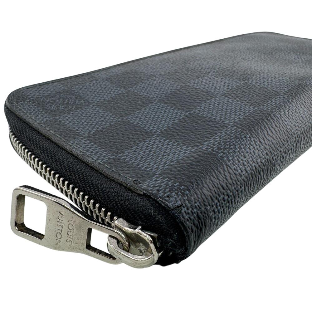 LOUIS VUITTON N63095 Zip Around Damier Grafitte leather Zippy Wallet Vertical Purse black leather mens Used