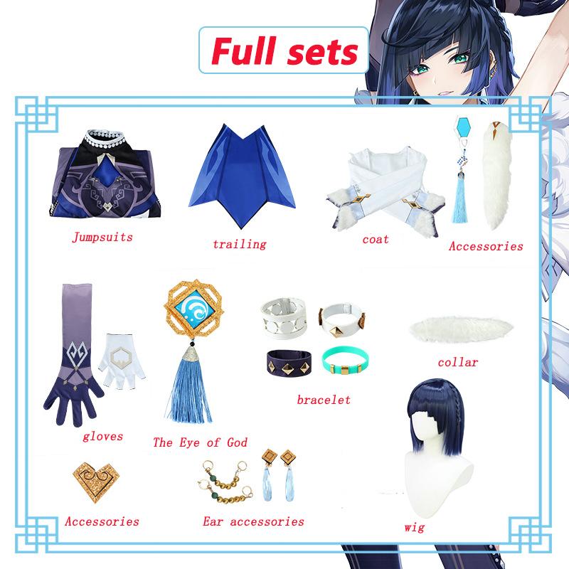 Yelan Cosplay Costume Wig Game   Yelan Cosplay Clothes Ye Lan Liyue Hydro Jumpsuit Wig Halloween Costumes for Women