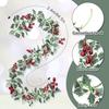 2pcs 2m Xmas Berry Holly Leaves Garland Christmas Faux Garland Winter Snowy Red Berries Hanging Vine For Christmas Wedding Party Decoration