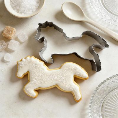 Cortador de Biscoitos em Aço Inoxidável Formato de Cavalo Molde para Biscoitos Ferramentas de Decoração de Bolo Fondant Confeitaria Molde de Chocolate Padaria