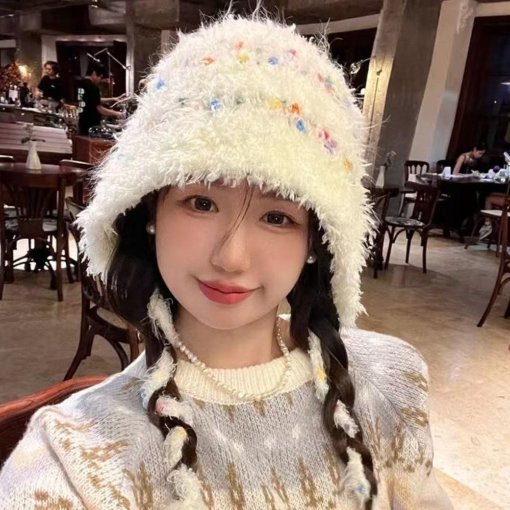Ear Protection Bucket Hat Warm Earmuff Knitted Hat Fashion Lei Feng Cap  for Women