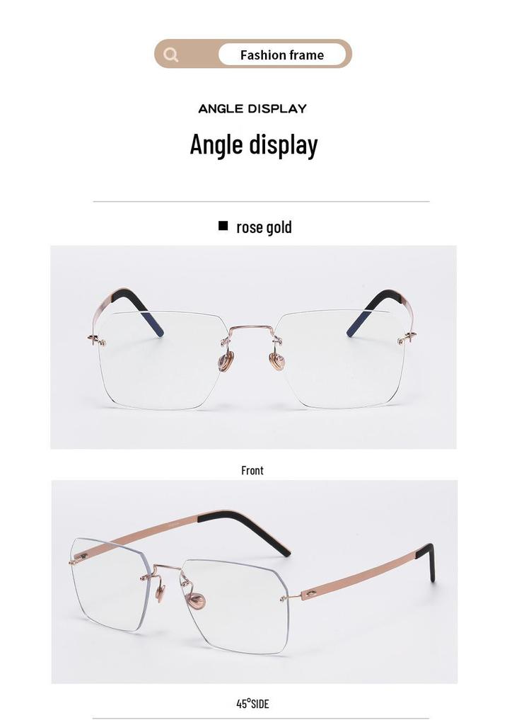 Men's Titanium Rimless Blue Light Blocking Glasses for Office and Business Use - Lightweight, Luxury, Fits Myopia Lenses, Unisex