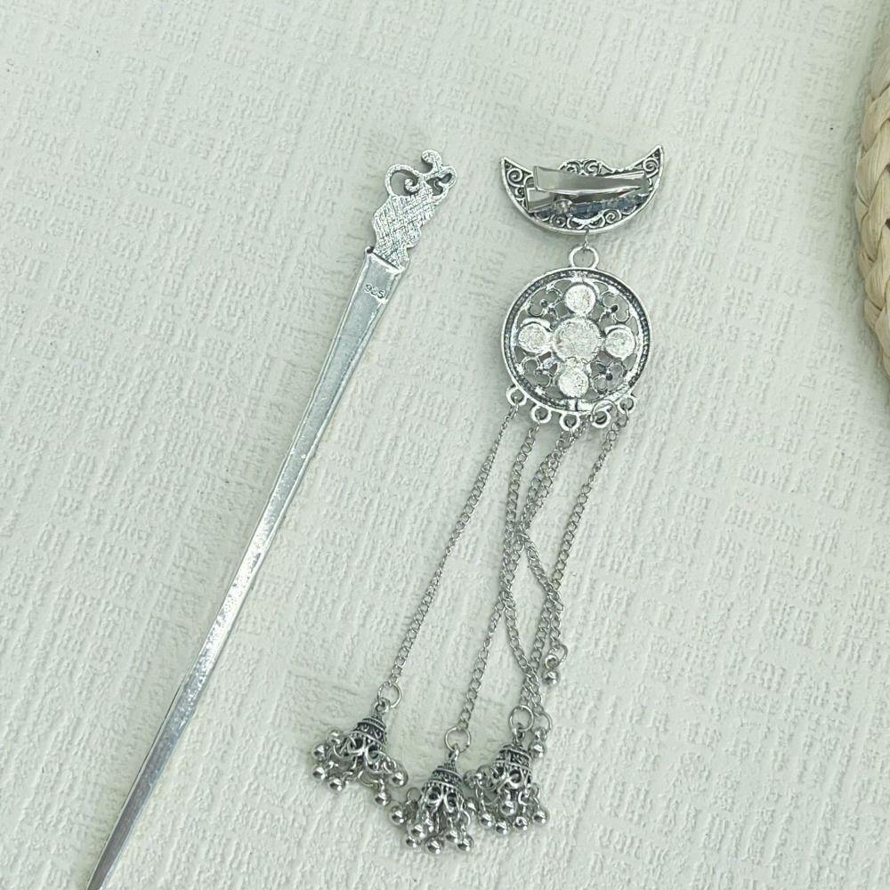 Metal Ethnic Style Hair Stick Silver Hanfu Hair Fork  Costume Headdress
