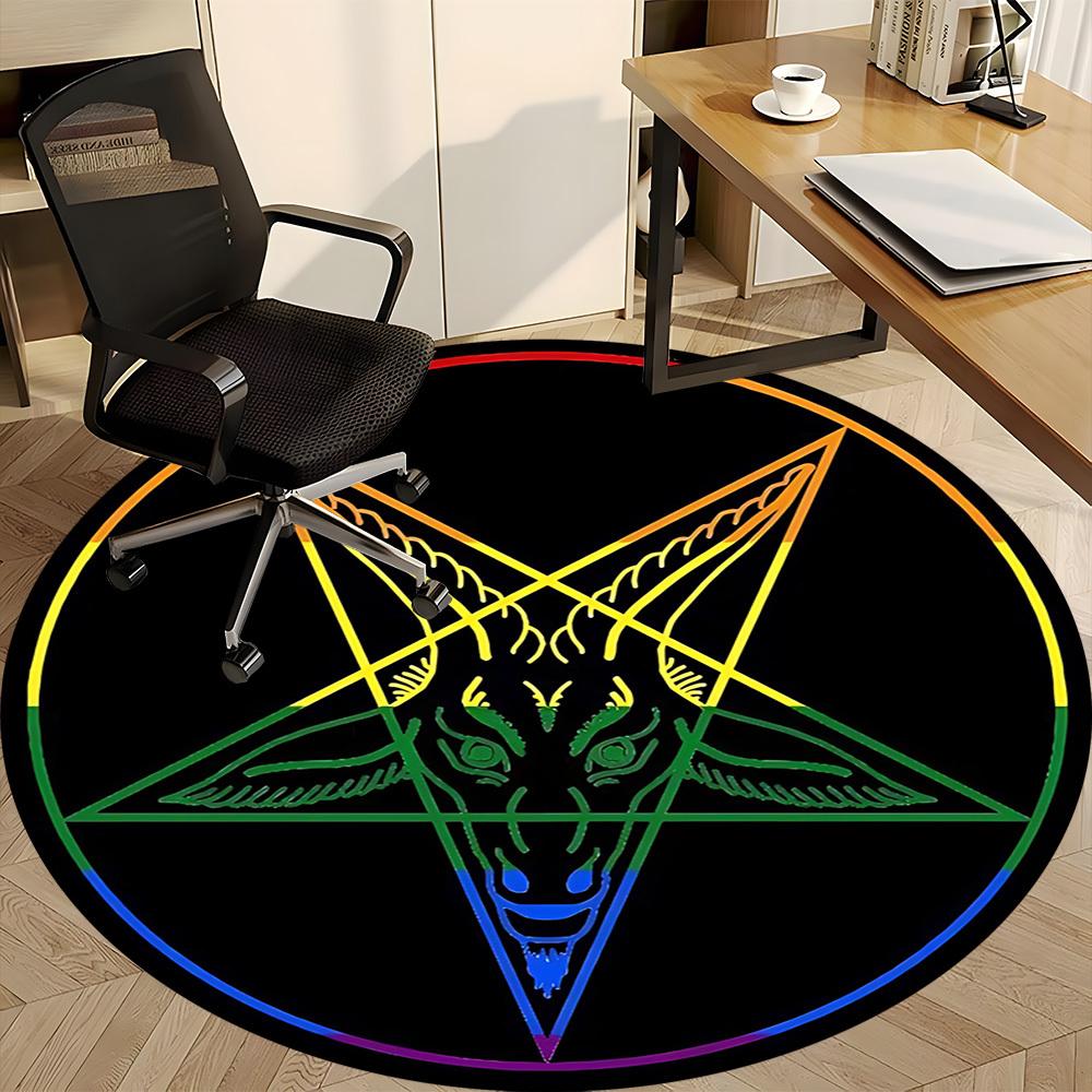 1pc Baphomet, Occult Office Round Area Rug, Under Office Chairs Bedroom Living Room Home Decor, Room Deco, Available in Various Sizes