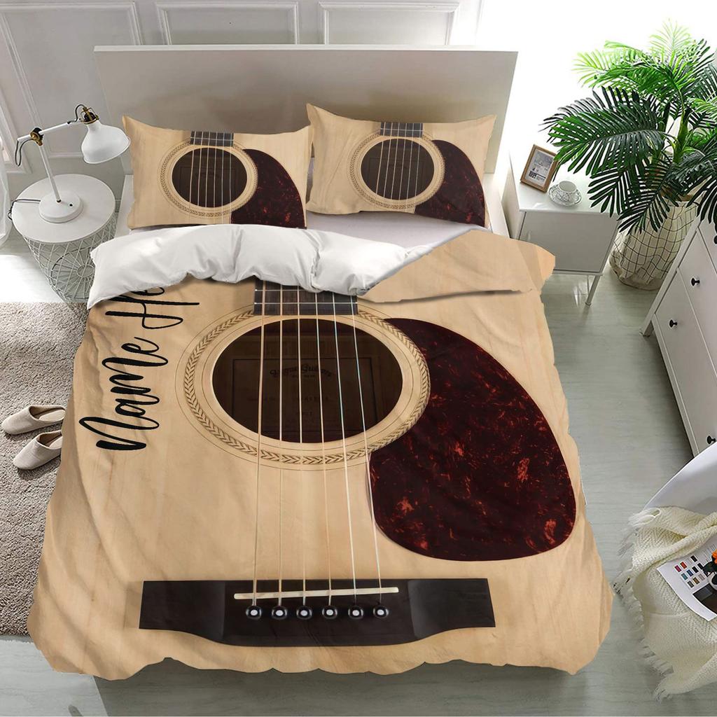 Music Guitar Duvet Cover Digital Printing Set Bedding Decorative Quilt Cover Pillowcase Three-Piece Set