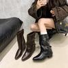 High Heel Martin Boots Women's Skinny Boots 2025 Autumn and Winter New Pointed Spice Girls Pile Pants Tube Thick Heel Super Fire Small Short Boots