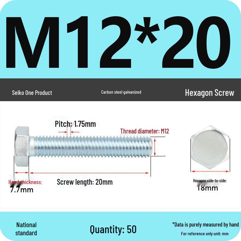 8.8 Grade Galvanized Hex Head Bolt, High-Strength M4-M30