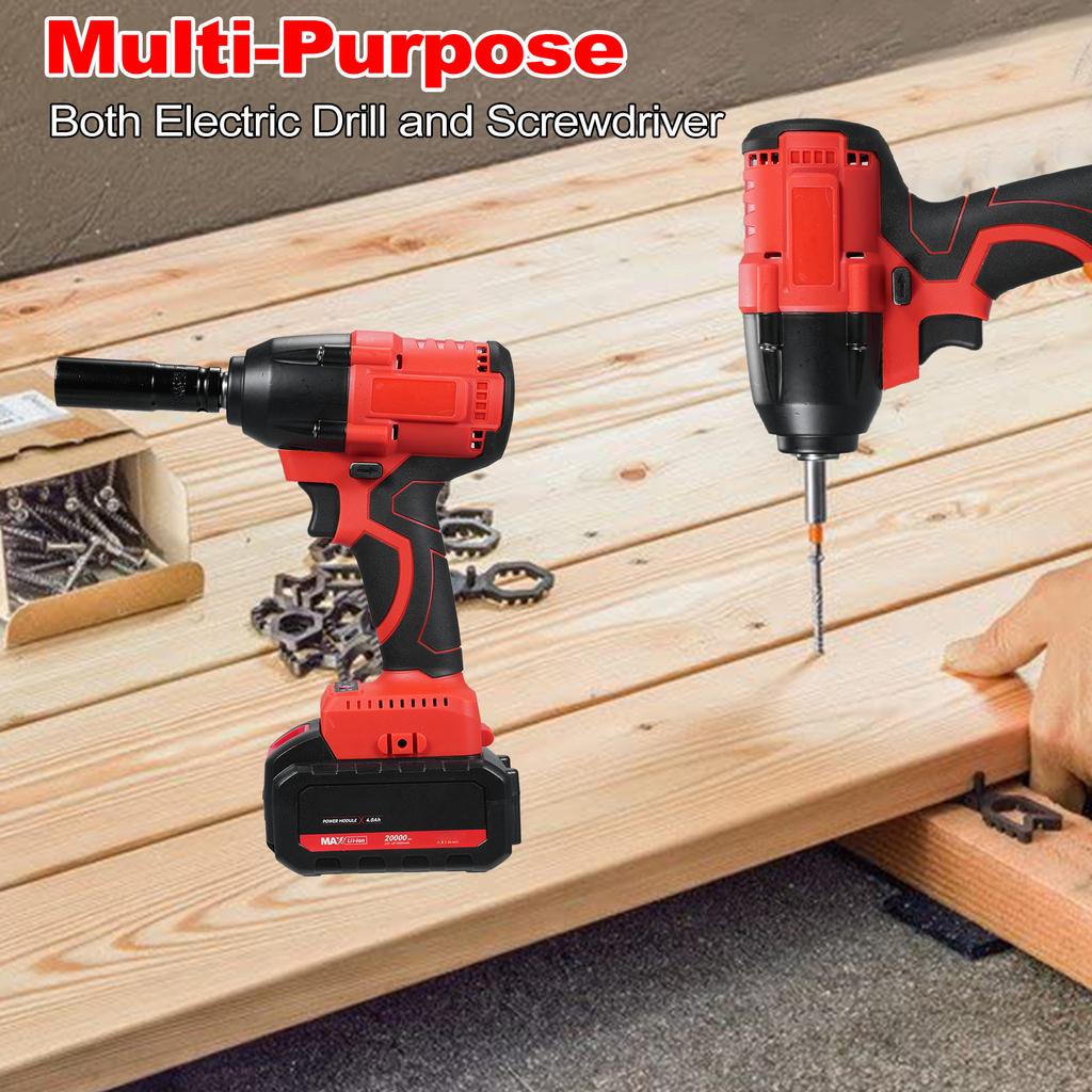 Elektrischer Schlagschrauber, bürstenloser elektrischer Bohrer, 380 Nm, 2800 U/min, Schlagschrauber mit 2 Stück 4,0 Ah