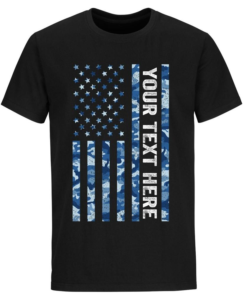 

Custom Made Shirt USA Flag Marine Patriotic Personalized T-shirt Add Your Text M