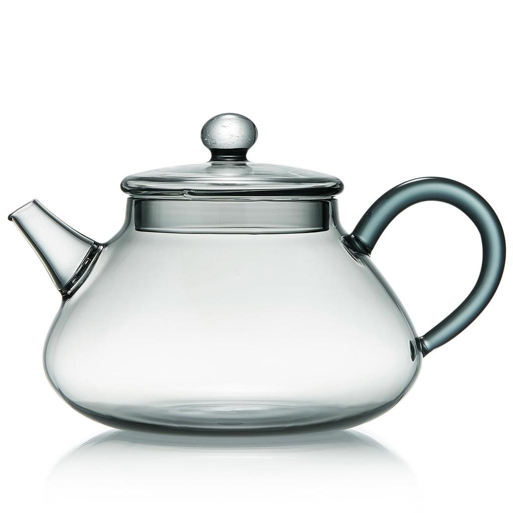 Pokaro Tee Mini-Teekanne, Hitzebeständiges Glas, Tintenfarben, 360 ml Fassungsvermögen, Für eine Person, Kann über offenem Feuer verwendet werden, Handgefertigt, Perfekt für Chinesisch