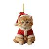 Cute Cat Christmas Ornament Acrylic Christmas Tree Ornament 2D Flat Cartoon Cat Hanging Pendant