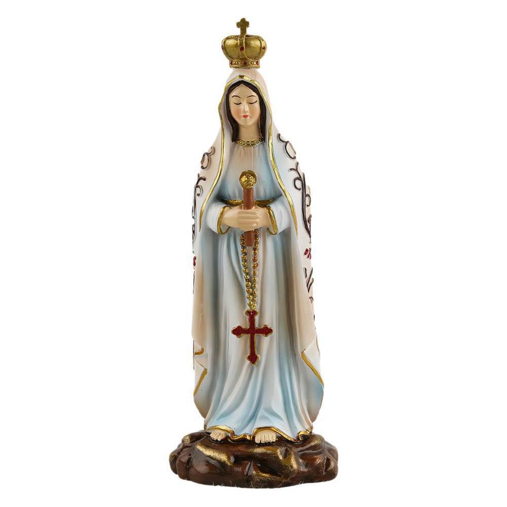 Resin Fatima Virgin Mary Sculpture Hand Painted For Long Time Display For Catholic And Christian Faith Church Decoration