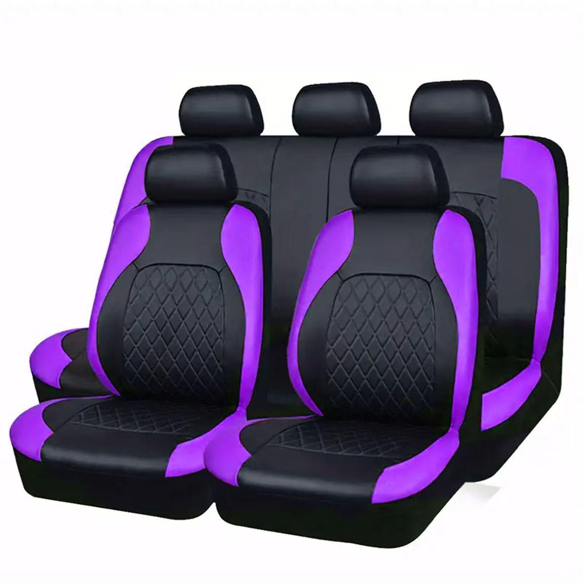 

Diamond Pattern Quilted PU Leather 9-Piece Universal Car Seat Cover Set 2-piece set (Single Front Seat)