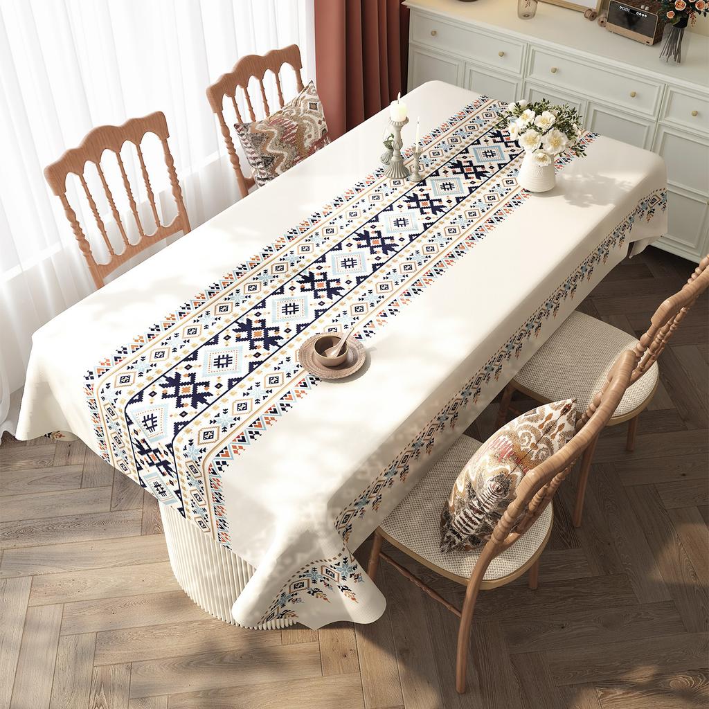 Ethnic Style Waterproof Tablecloth Family Gathering Oil Proof Wash Free Dining Table Mat Easy To Maintain Thick Anti Slip Desktop Protective Cover