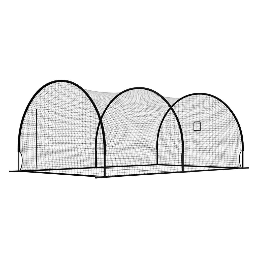 Baseball Batting Cage, 6060 x 3660 x 2500mm Freestanding Portable Batting Cage, Hitting Cages with 30-Ply Knotted HDPE & Pitching Machine Opening,