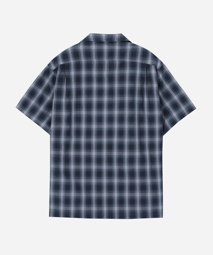 Yunibeosyeolobeolol Check Open Collar Short Shirts Navy