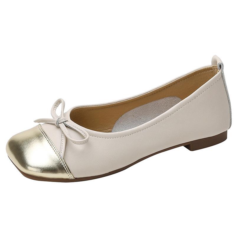 

Кожаные туфли-лодочки женские туфли головка в тон балетки бант квадратный носок овчина мягкая кожа мягкая подошва удобные бежевые бабушкины 40