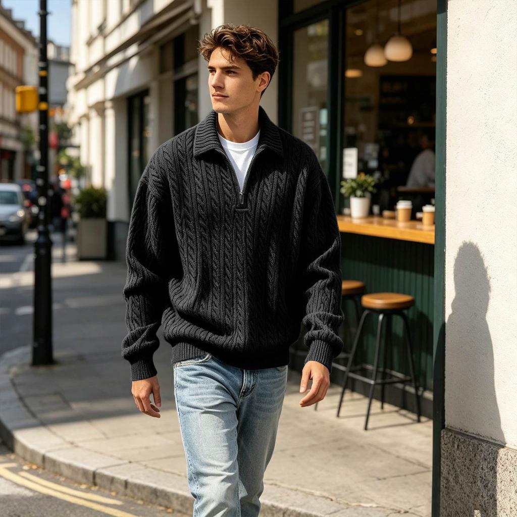 Men's 3D High Neck Half Zip Sweatshirt for Casual Wear