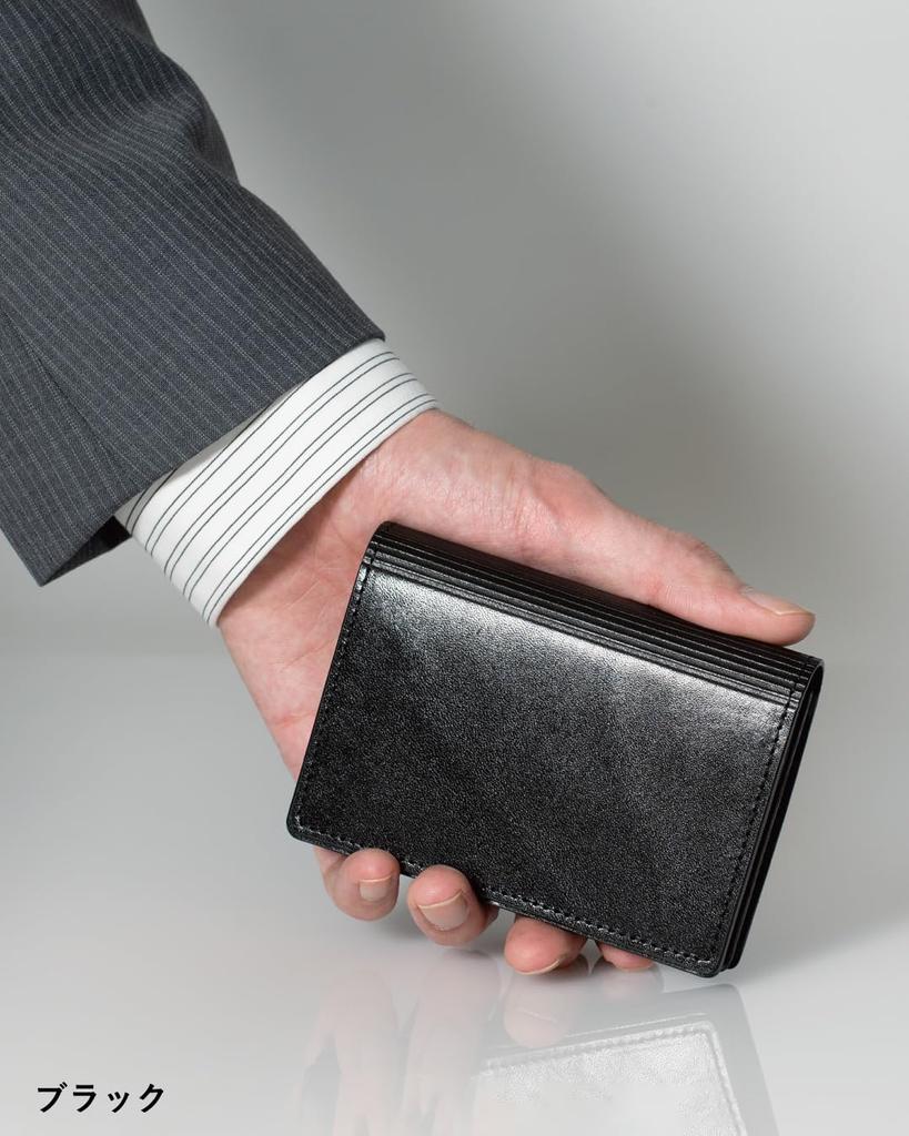 Business Card Holder for Genuine Tochigi Unique Made in Large 60 Cards [Tavarat] Men, Leather, Leather, Design, Japan, Stripes, Capacity, (Black)