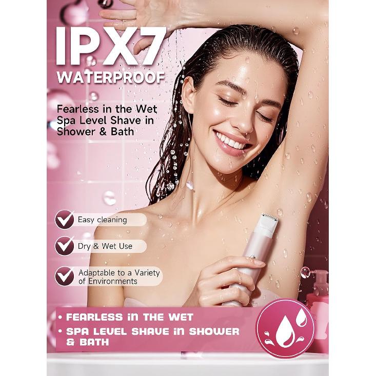 Bikini Trimmer for Women,Shaver with Dual Heads for Body Pubic Hair,Electric Razors for Women,Facial Razor for Travel,IPX7 Waterproof,Smooth Ceramic