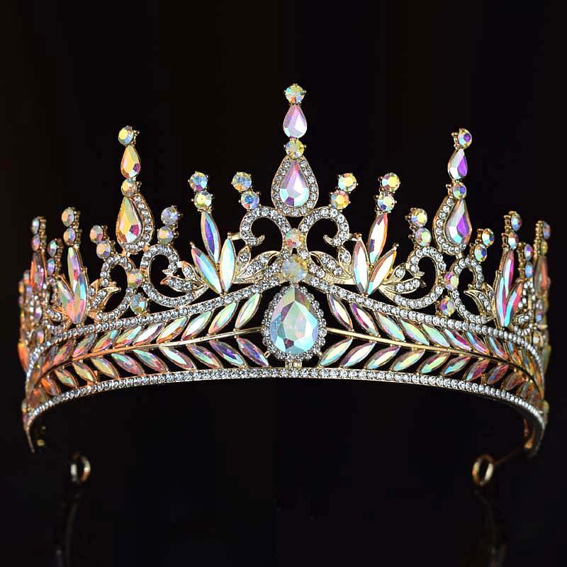 

Кристальная корона невесты Грандиозное главное свадебное платье и головной убор Корона Мисс Мира Конкурс красоты Женская корона Корона для волос на день рождения