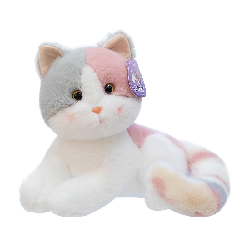 Tricolor Kitten Plush Toy - Cute Orange Cat Desk Companion Ornament Doll