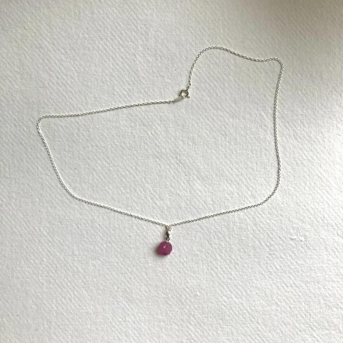 organic silver necklace_ruby Organic gemstone necklace LISSE Ruby