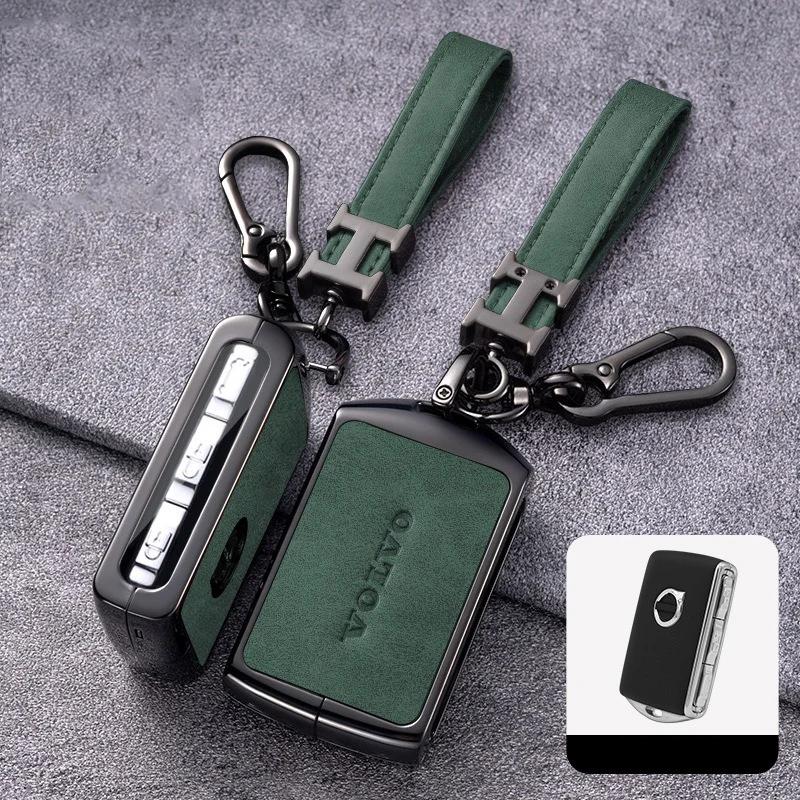 Zine Alloy Leather Car Remote Key Case Cover Bag Protection Shell For Volvo S60 S90 XC40 XC60 XC90 V60 V90 Polestar 1 Polestar 2 ZU2