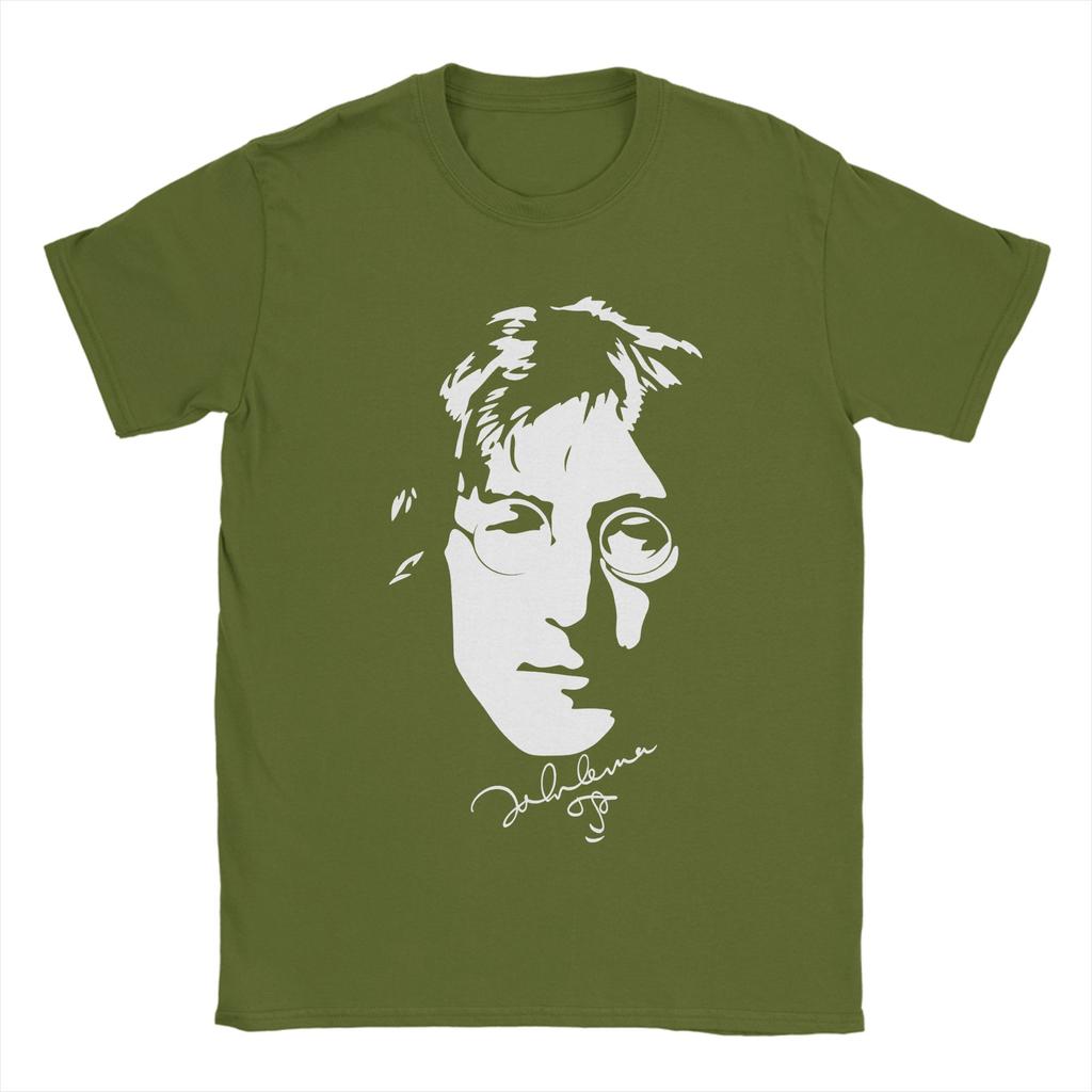 John Lennon TShirt Men  Vintage Pure Cotton Tee Shirt Round Collar Short Sleeve T Shirts Plus Size Clothing