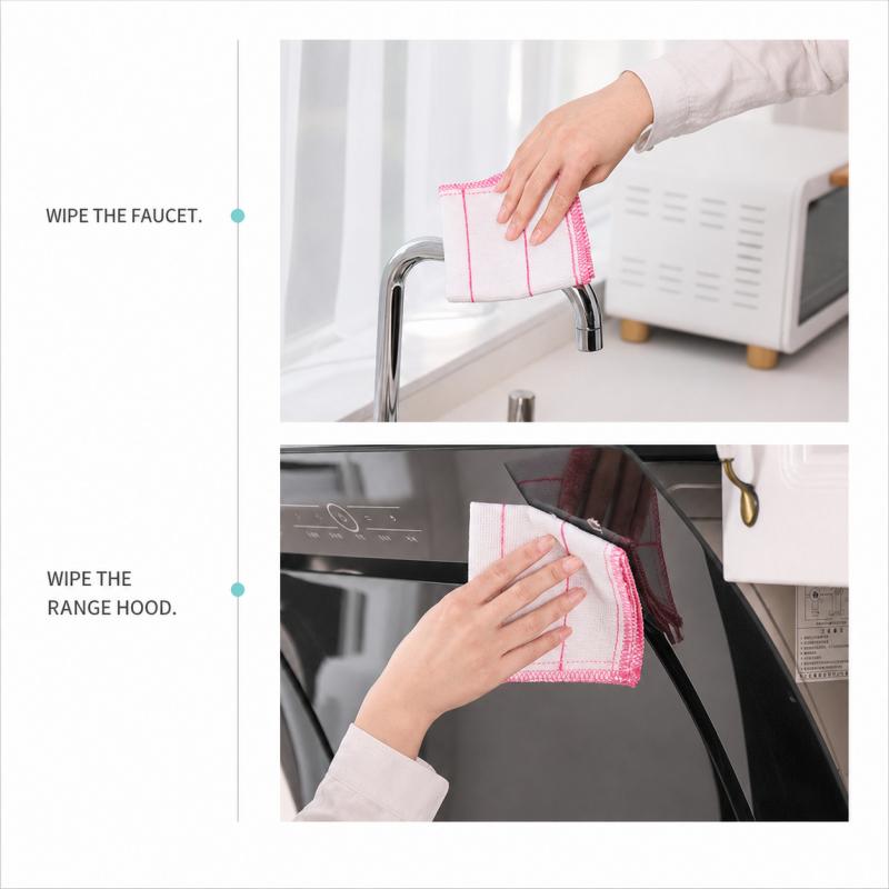 Kitchen Towels Cotton Dishcloth Super Absorbent Non-stick Oil Reusable Cleaning Cloth Daily Dish Towels Household Scouring Rags