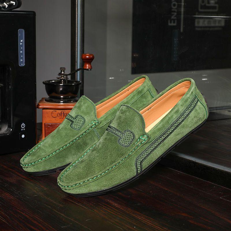 Man Casual Shoe Loafers Flat Suede Round Toe Leather Shoes for Men Adults Summer Sale Designer Comfortable Cowhide Slip-on Pu