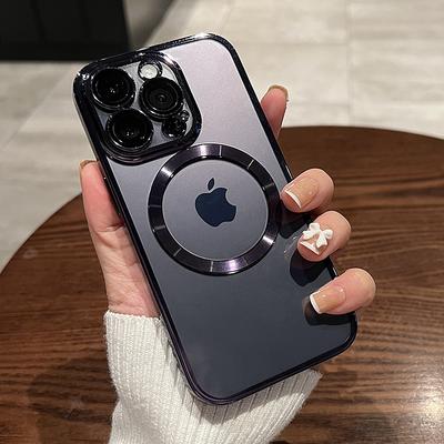 Luxuriöse transparente Magsafe-Telefonhülle zum kabellosen Laden für iPhone 15 14 13 12 11 Pro Max Plus, magnetische Stoßstangen-Silikonhülle