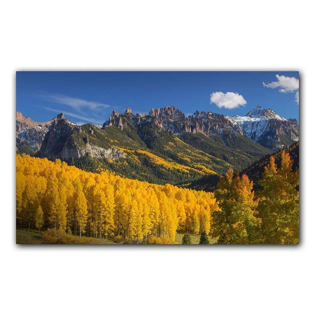 Pittura su Tela Montagna Verde Paesaggio Scenari Naturali Foresta Raggi di Sole Poster Stampa Arte da Parete Immagine Soggiorno Decorazione Casa