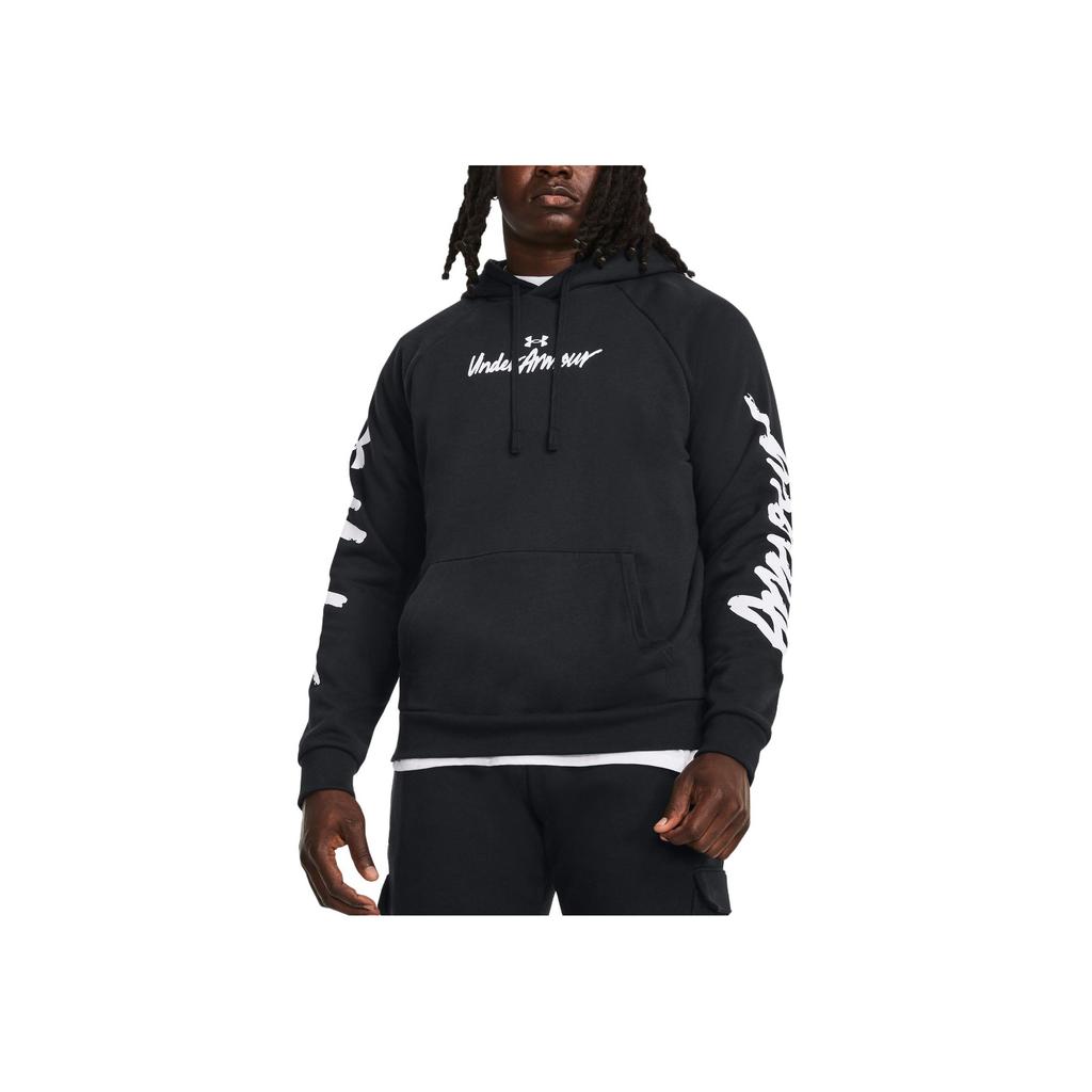 Under Armour Alphabet Logo Print Hooded Sweatshirt Men Tops Black 1379760-001