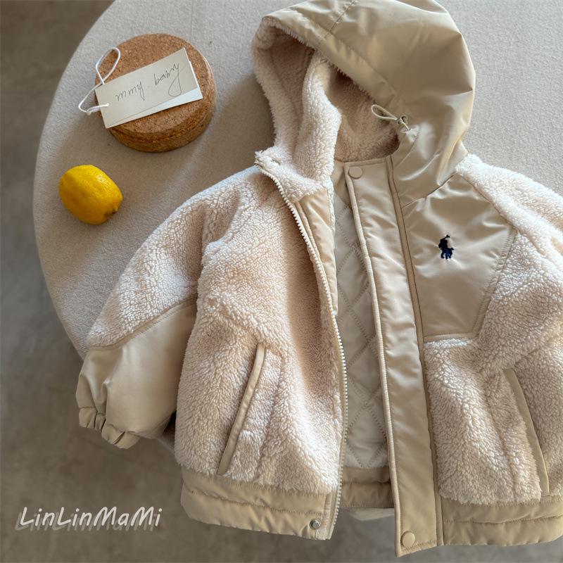 Linlinma Kids Lamb Wool Hooded Quilted Jacket - Winter 2024