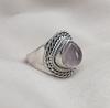 Rose Quartz 925 Sterling Silver Ring: Handmade Boho Cabochon Jewelry