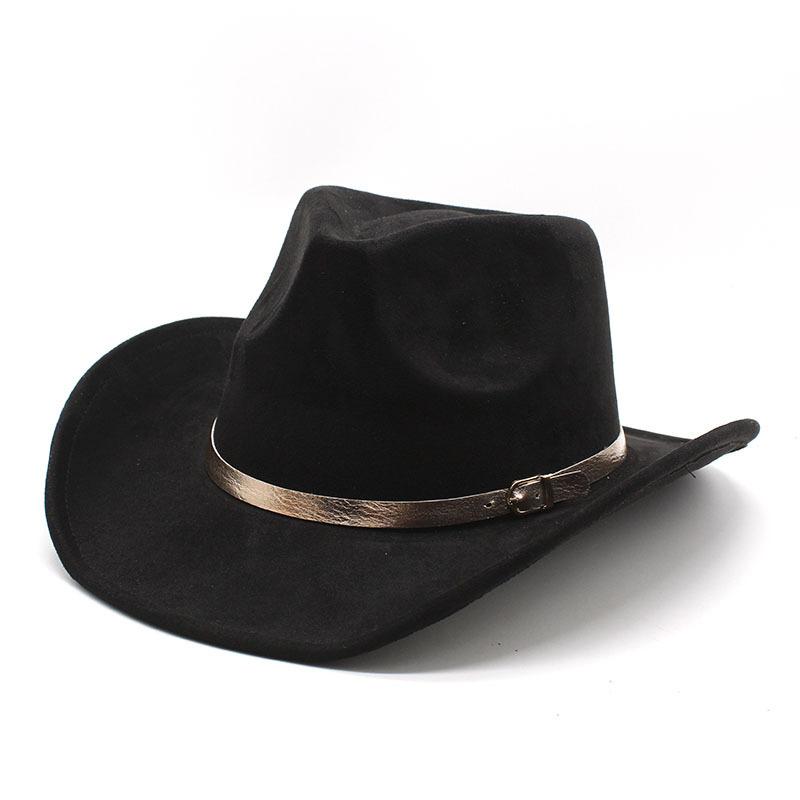 Wide Belt Suede Western Denim Top Hat Men'S And Women'S Couple Hat