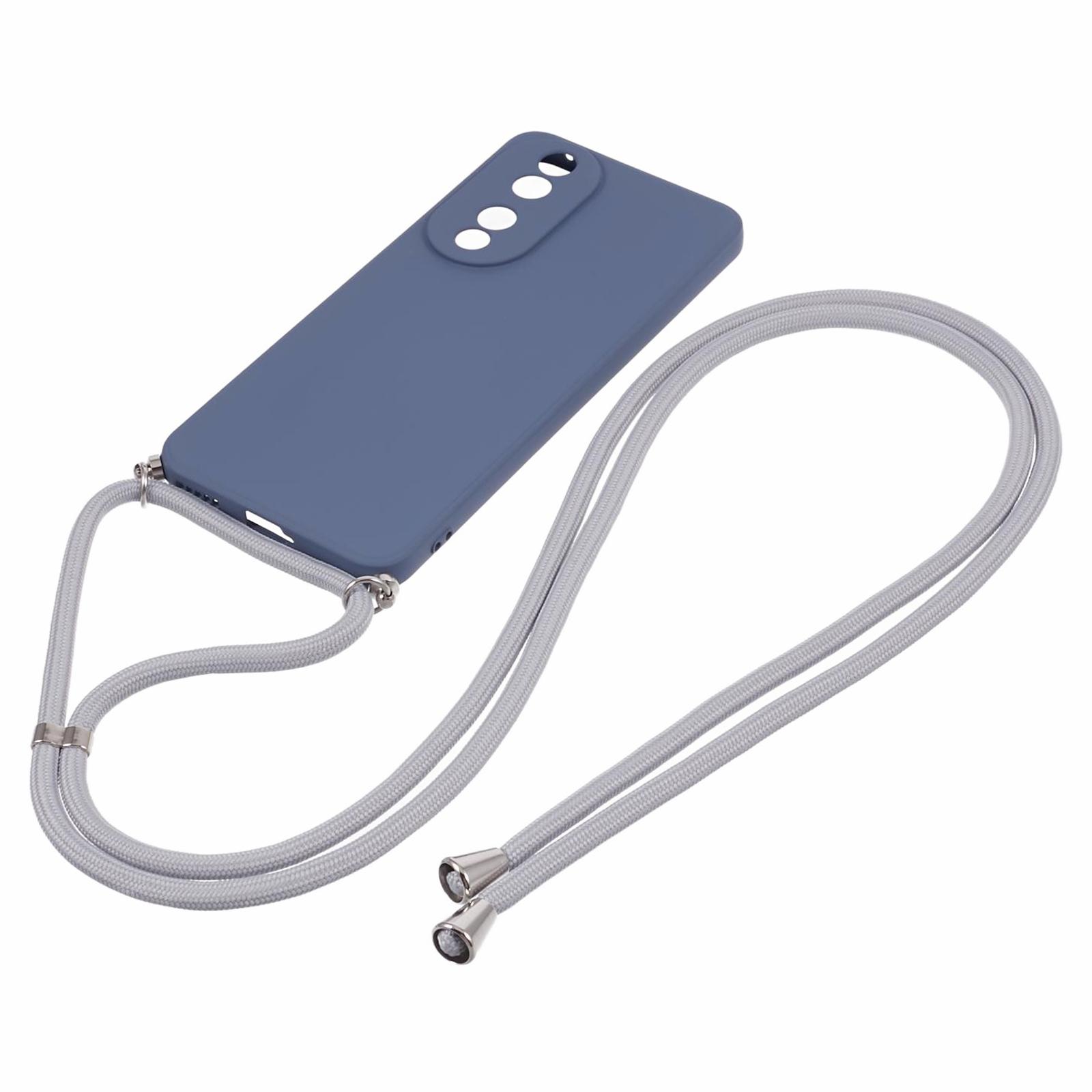 

For Honor 90 Cell Phone Case TPU Fiber Inner Lining Protective Cover with Lanyard Lavender Grey