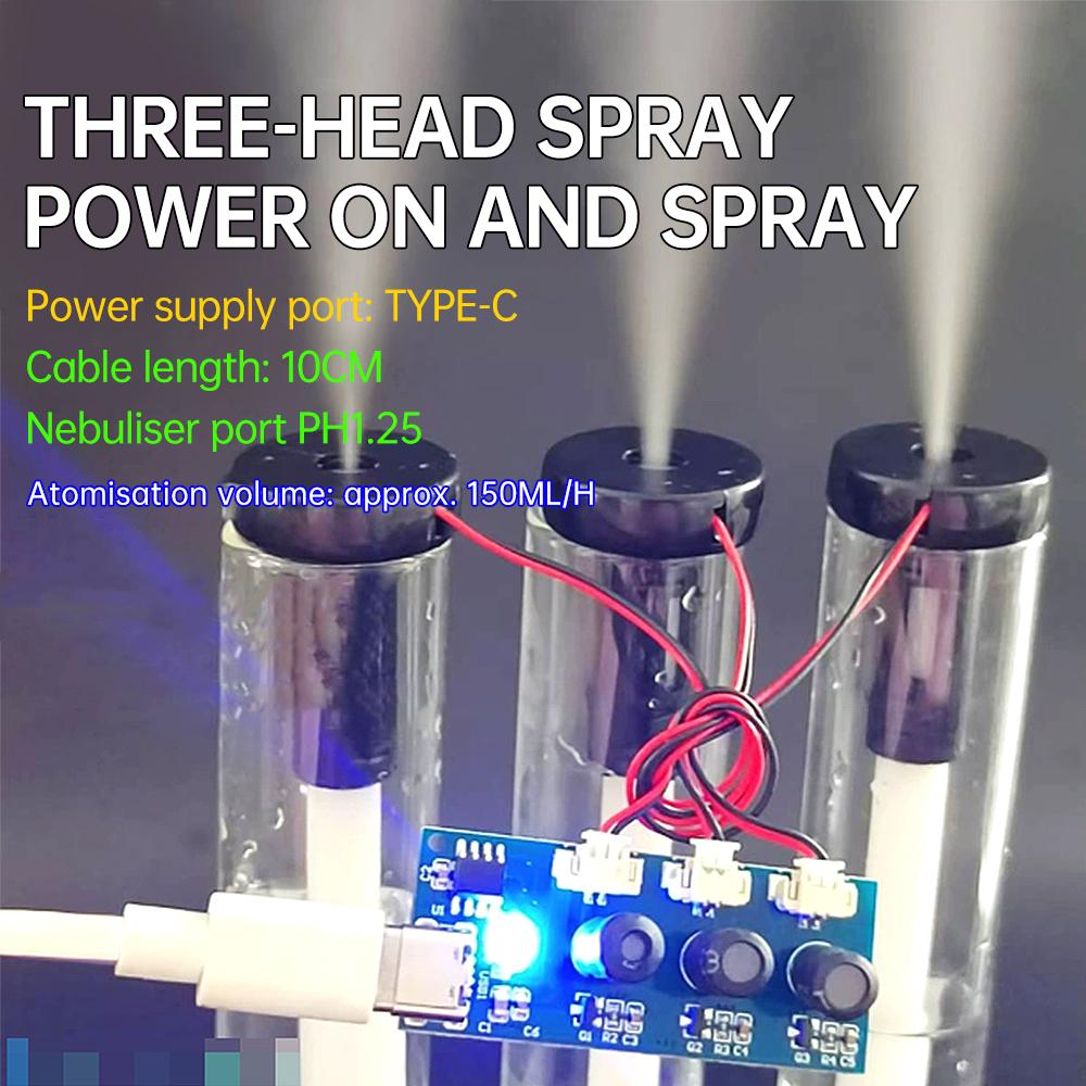 Type C Dual Spray Three Spray Ultrasonic Atomizer Humidifier Module Mist Maker and Driver Circuit Board DC 5V 108-110KHz ± 5KHZ