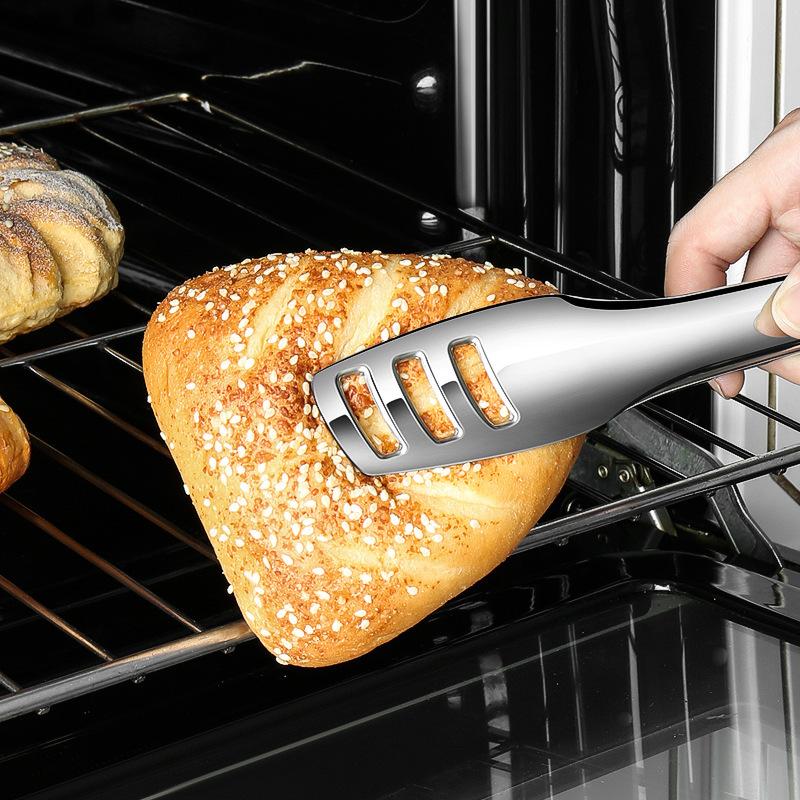 304 Stainless Steel Barbecue Clamp Retractable Three-Line Bread Clip Buffet Steak Tong Kitchen Gadgets Food Clip