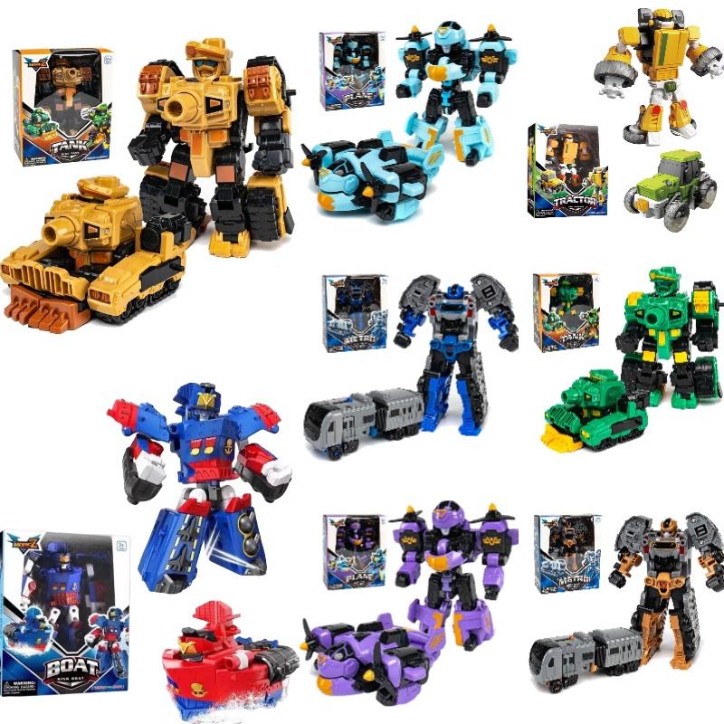 Transforming Car Robot Mech Action Figure Toy Cartoon Collectible With Puzzle Assembly Plastic Material