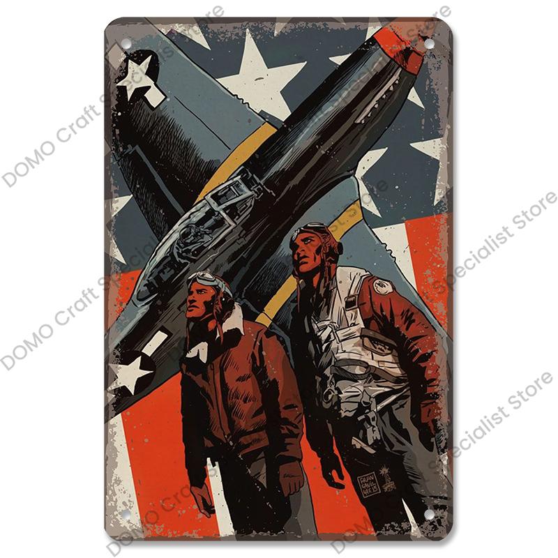 Vintage Airplane Plaques Metal Plate Top Gun Air Force Jet Aces Fighter Retro Metal Tin Signs Club Man Cave Home Wall Decor