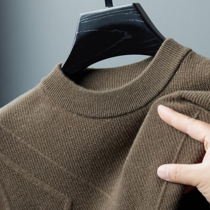 

Осенне-зимний шерстяной новый шерстяной мужской вязаный свитер с длинными рукавами, футболка, нижняя рубашка 185 кофейный