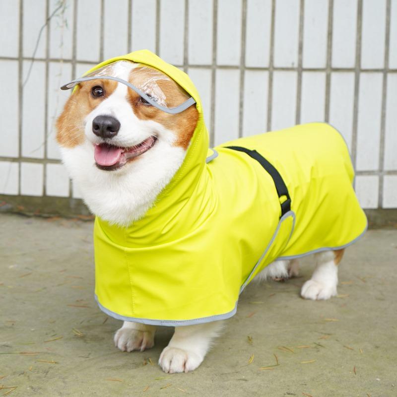 Waterproof Dog Raincoat Full Belly Hooded Cape for Small Medium Large Dogs Teddy Corgi Golden Retriever Puppy Outdoor Rain Jacket
